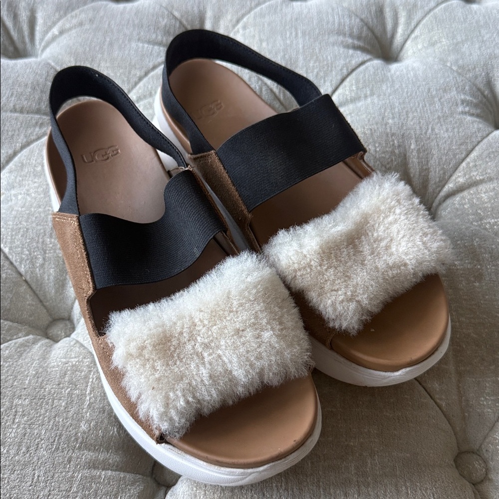 UGG Fluffy‎ Shoes Sandals comfy Slippers women’s size 10